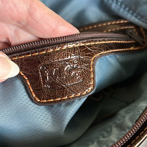 MC Marc Chantal  croc embossed /hi gloss patent leather shoulder bag Bk/Brn NWOT - Picture 5 of 17